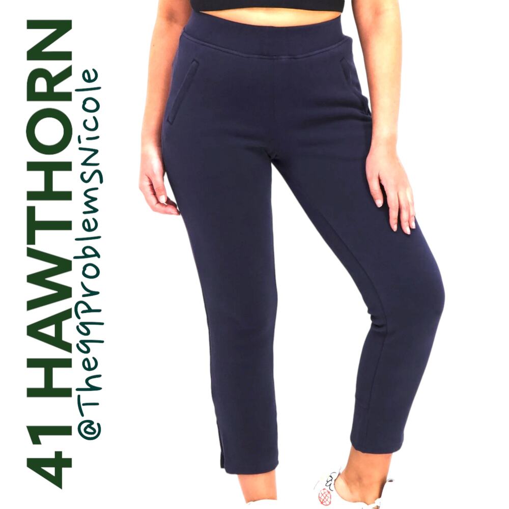 41 Hawthorn Blue Knit Pants with ankle zipper